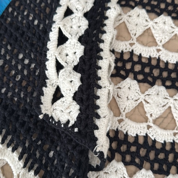 Boston Proper Black & White Crochet Open Front Duster/ Cardigan - Picture 11 of 11